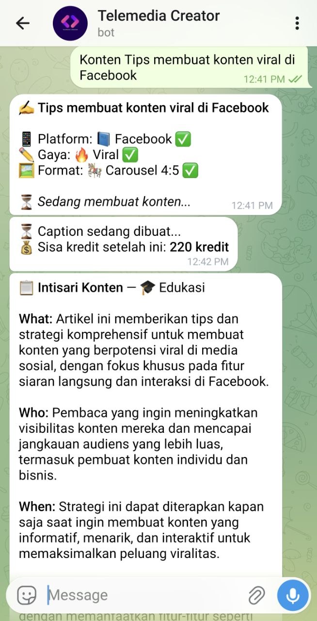 Screenshot caption hasil generate