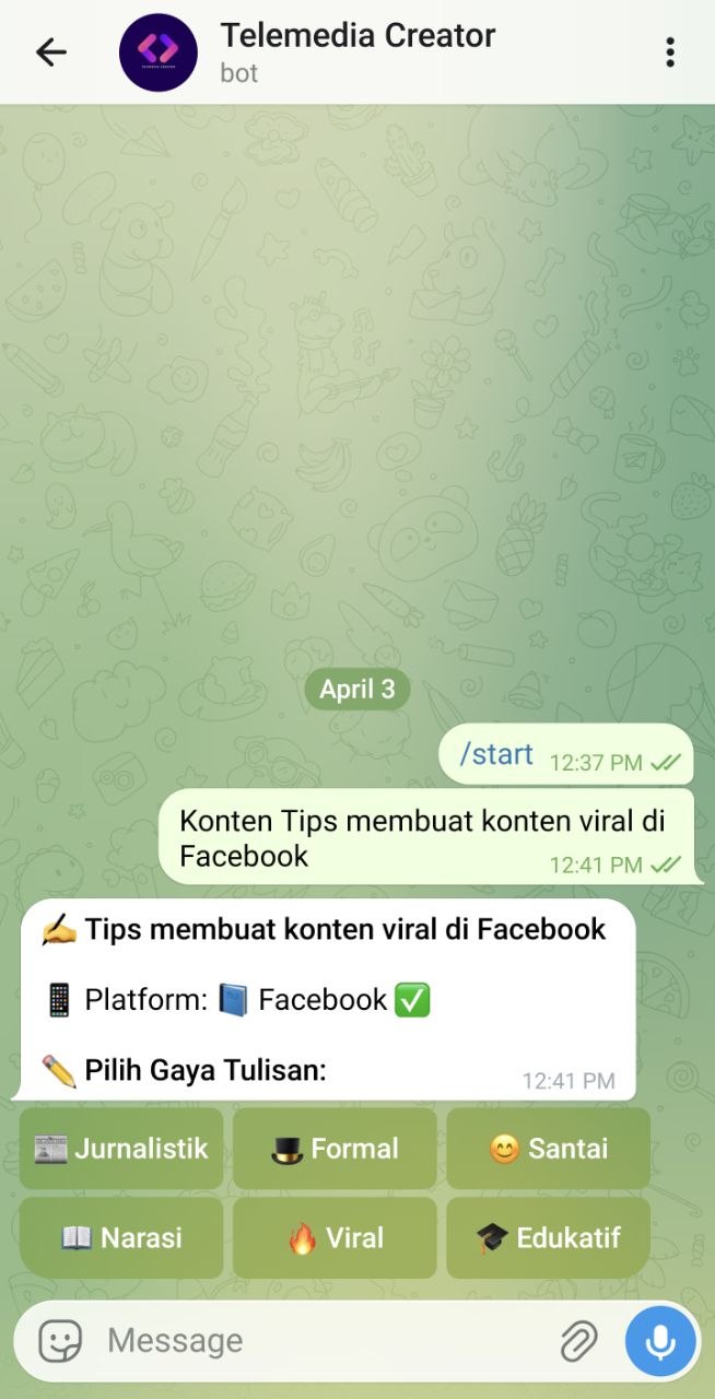 Screenshot alur pilih sosmed & gaya